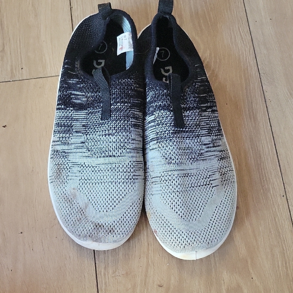 DSG Black and Gray Slip-On Sneakers with Knit Upper